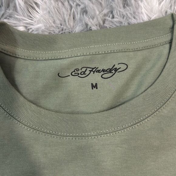 NWT Ed hardy death or glory light olive green t-shirt size medium - Picture 3 of 6